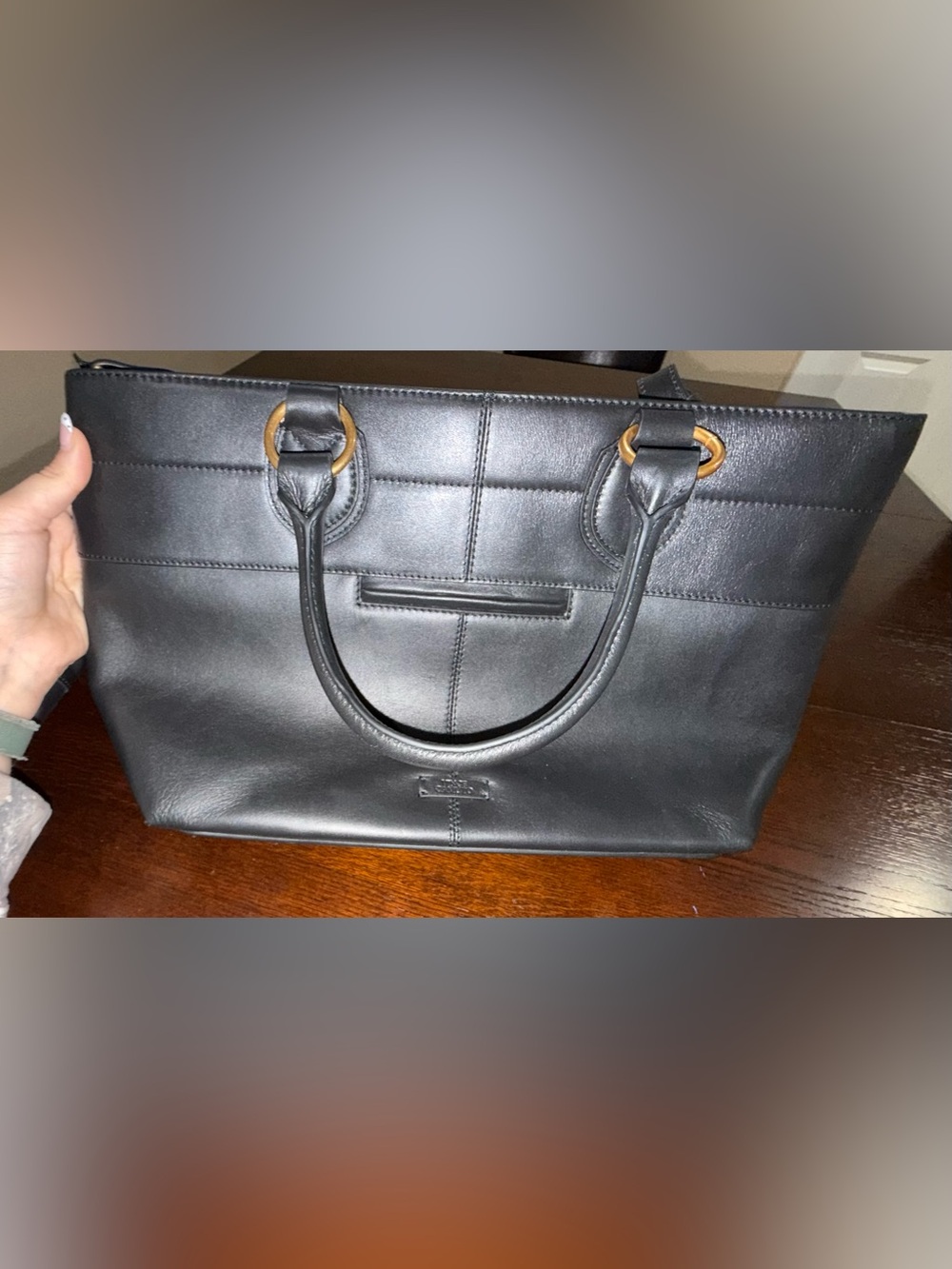 New! Vince Camuto Liann black leather tote bag - Picture 5 of 7